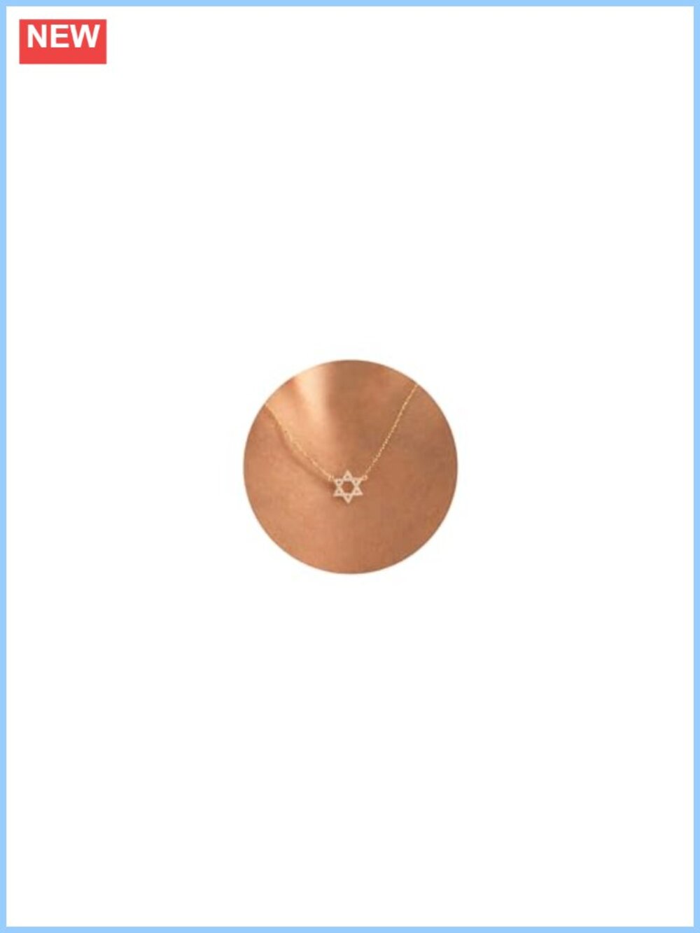 14k Gold Plated Star of David Pendant Necklace Cubic Zirconia